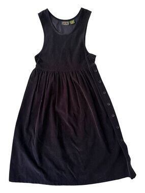 Vintage Charter Club Petites Corduroy Dress Womens 2 Navy Button Side 90s